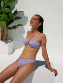 Μαγιό ριπ μπικίνι με V slip και κρίκο - Λιλά - thefashionproject.gr - The Fashion Project