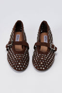 BOTEGGA 22 - Mary Jane Ballet Flats Rhinestone - Brown Suede
