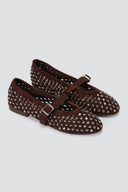 BOTEGGA 22 - Mary Jane Ballet Flats Rhinestone - Brown Suede