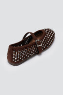 BOTEGGA 22 - Mary Jane Ballet Flats Rhinestone - Brown Suede