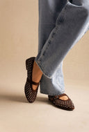 BOTEGGA 22 - Mary Jane Ballet Flats Rhinestone - Brown Suede