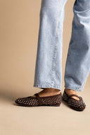 BOTEGGA 22 - Mary Jane Ballet Flats Rhinestone - Brown Suede