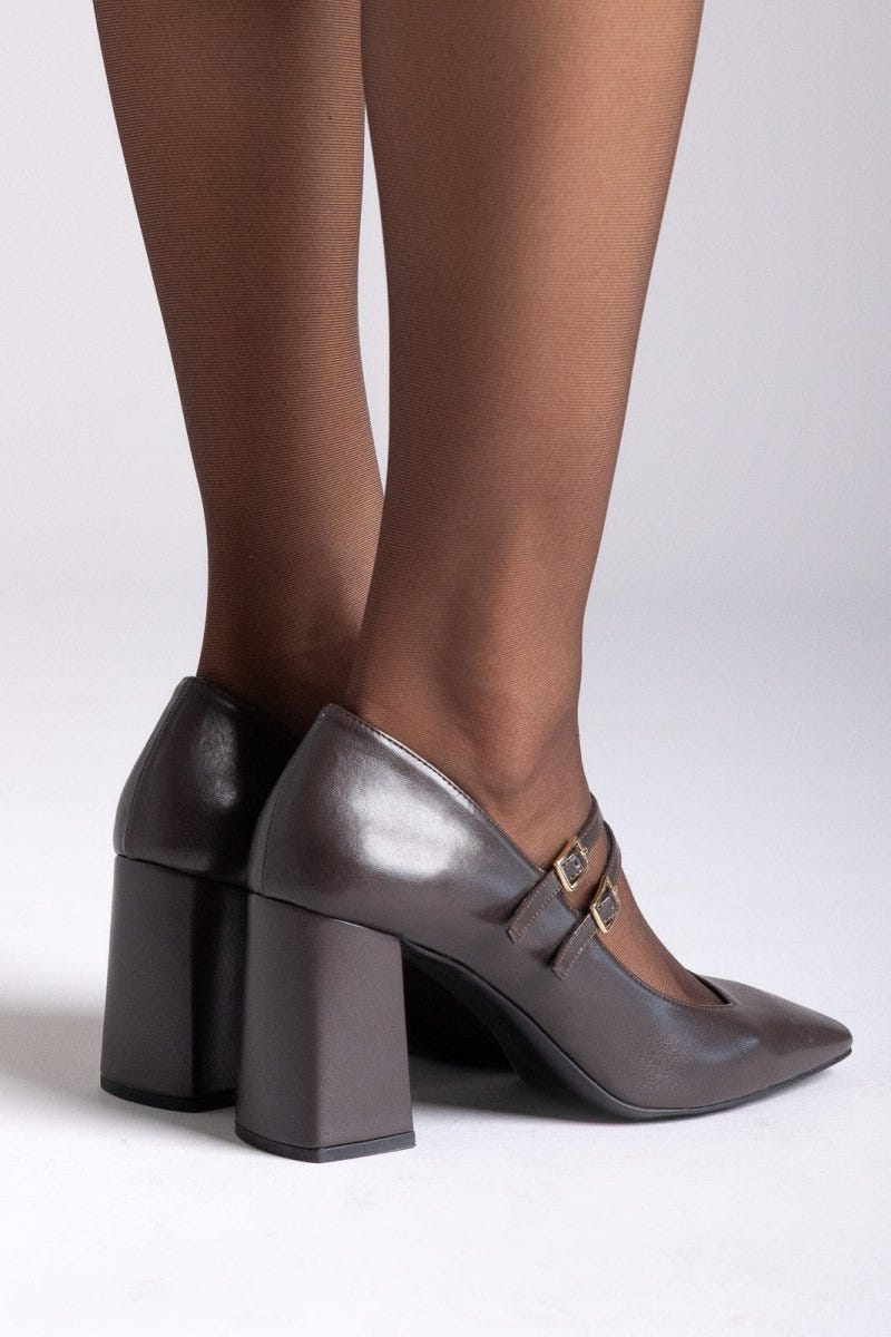 Mary Jane Pumps TFP - Dark Brown Matte - thefashionproject.gr - TFP