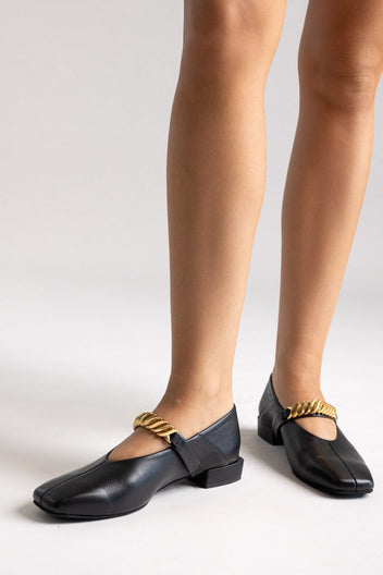 Mary Janes Chain Strap IRIS - Black Matte - thefashionproject.gr - IRIS