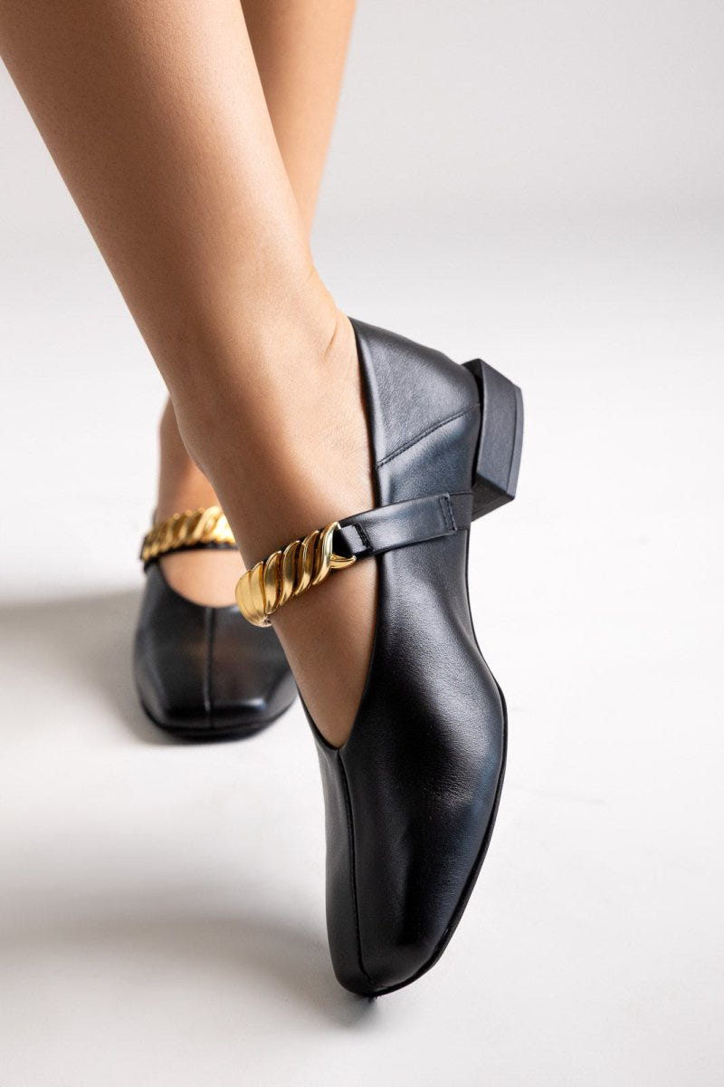 Mary Janes Chain Strap IRIS - Black Matte - thefashionproject.gr - IRIS