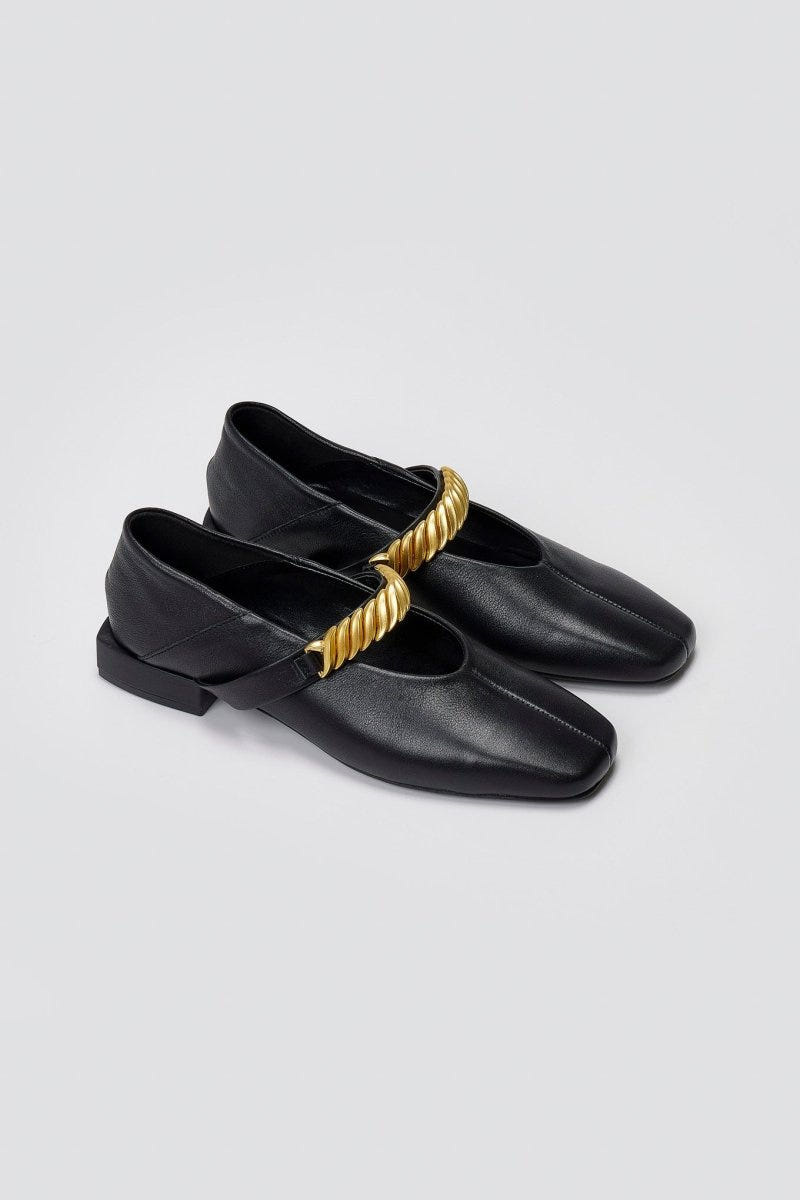 Mary Janes Chain Strap IRIS - Black Matte - thefashionproject.gr - IRIS