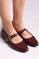 Mary Janes λουστρίνι με τρουκς ESTIL - Burgundy - thefashionproject.gr - Estil