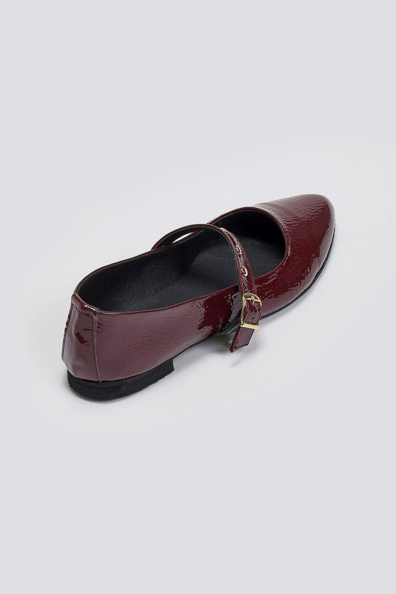 Mary Janes λουστρίνι με τρουκς ESTIL - Burgundy - thefashionproject.gr - Estil