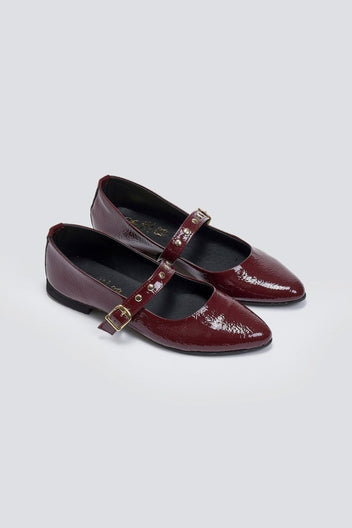 Mary Janes λουστρίνι με τρουκς ESTIL - Burgundy - thefashionproject.gr - Estil