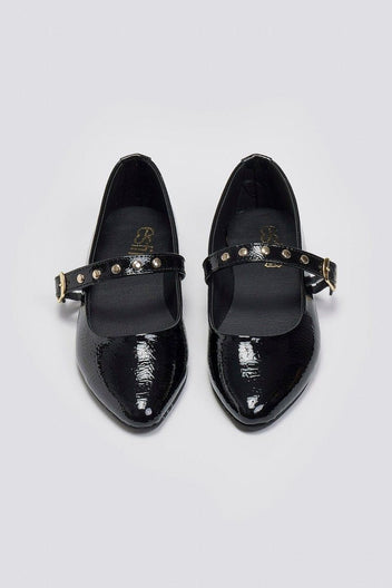 Mary Janes λουστρίνι με τρουκς ESTIL - Μαύρο - thefashionproject.gr - Estil