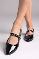 Mary Janes λουστρίνι με τρουκς ESTIL - Μαύρο - thefashionproject.gr - Estil