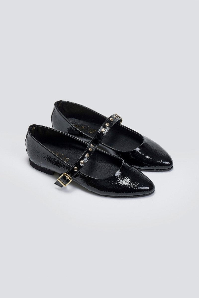 Mary Janes λουστρίνι με τρουκς ESTIL - Μαύρο - thefashionproject.gr - Estil