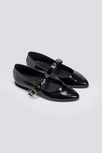 Mary Janes λουστρίνι με τρουκς ESTIL - Μαύρο - thefashionproject.gr - Estil