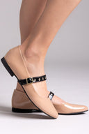 Mary Janes λουστρίνι με τρουκς ESTIL - Nude - thefashionproject.gr - Estil