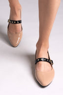 Mary Janes λουστρίνι με τρουκς ESTIL - Nude - thefashionproject.gr - Estil