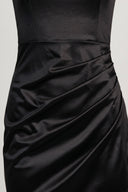 The Fashion Project - Maxi Satin Dress Side Slit - Black Satin
