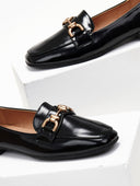 Μοκασίνια με μεταλλικό στοιχείο - Μαύρο - thefashionproject.gr - The Fashion Project