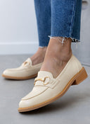Μοκασίνια με μεταλλικό στοιχείο - Μπεζ - thefashionproject.gr - Super Mode