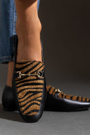 Μοκασίνια με ponyskin TFP - Μαύρο/Μπεζ - thefashionproject.gr - TFP