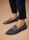 Μοκασίνια μυτερά λουστρίνι Estil - Γκρι - thefashionproject.gr - Estil