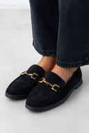 Μοκασίνια suede με μεταλλικό στοιχείο - Μαύρο - thefashionproject.gr - Bellamica