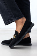 Μοκασίνια suede με μεταλλικό στοιχείο - Μαύρο - thefashionproject.gr - Bellamica - 22650002002