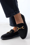 Μοκασίνια suede με μεταλλικό στοιχείο - Μαύρο - thefashionproject.gr - Bellamica