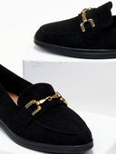 Μοκασίνια suede με μεταλλικό στοιχείο - Μαύρο - thefashionproject.gr - Bellamica