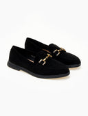 Μοκασίνια suede με μεταλλικό στοιχείο - Μαύρο - thefashionproject.gr - Bellamica