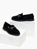 Μοκασίνια suede με μεταλλικό στοιχείο - Μαύρο - thefashionproject.gr - Bellamica - 22650002002