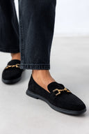 Μοκασίνια suede με μεταλλικό στοιχείο - Μαύρο - thefashionproject.gr - Bellamica - 22650002002