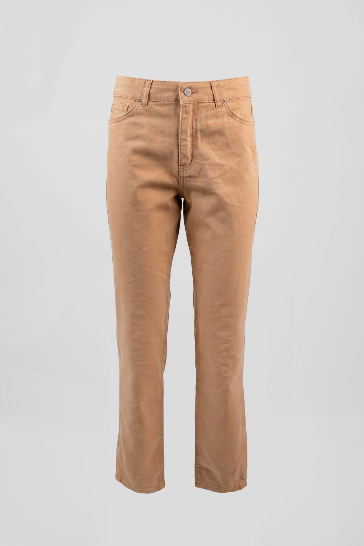 BISOU - Mom Fit Cropped Jeans - Camel
