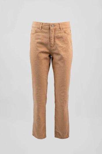 BISOU - Mom Fit Cropped Jeans - Camel