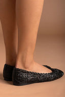 Μπαλαρίνες από ψάθα με σχέδιο ERYNN - Μαύρο - thefashionproject.gr - ERYNN