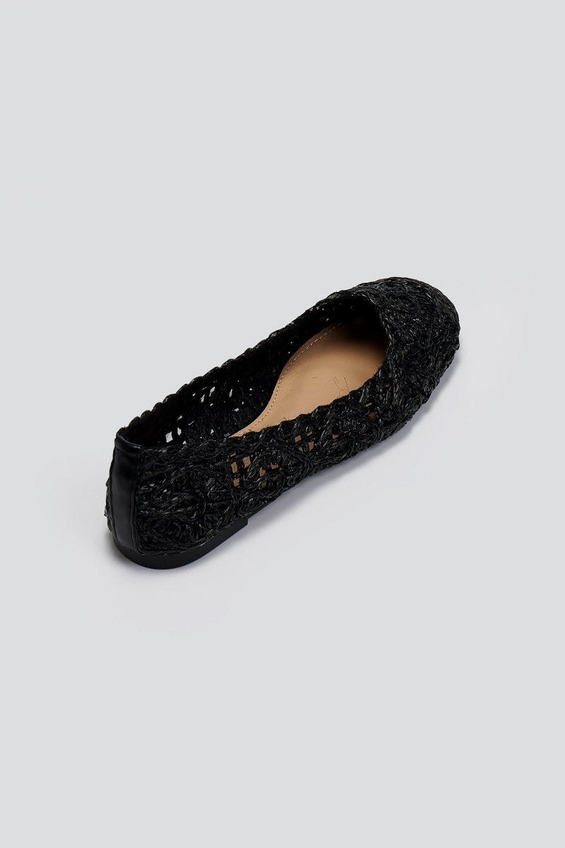 Μπαλαρίνες από ψάθα με σχέδιο ERYNN - Μαύρο - thefashionproject.gr - ERYNN