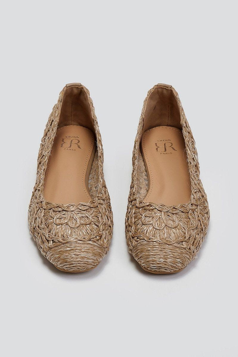 Μπαλαρίνες από ψάθα με σχέδιο ERYNN - Τάουπε - thefashionproject.gr - ERYNN