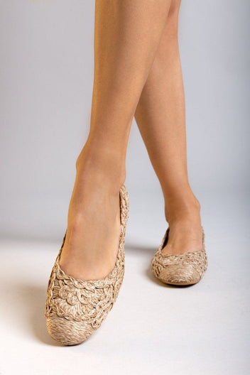 Μπαλαρίνες από ψάθα με σχέδιο ERYNN - Τάουπε - thefashionproject.gr - ERYNN