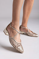 Μπαλαρίνες δερμάτινες μυτερές με πλεκτό σχέδιο Gioseppo - Χρυσό - thefashionproject.gr - GIOSEPPO