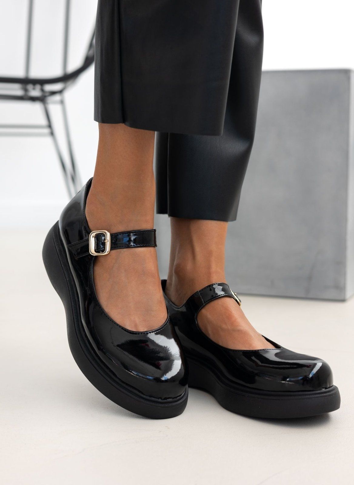 Μπαλαρίνες λουστρίνι Mary Jane Estil - Μαύρο - thefashionproject.gr - Estil