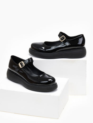 Μπαλαρίνες λουστρίνι Mary Jane Estil - Μαύρο - thefashionproject.gr - Estil
