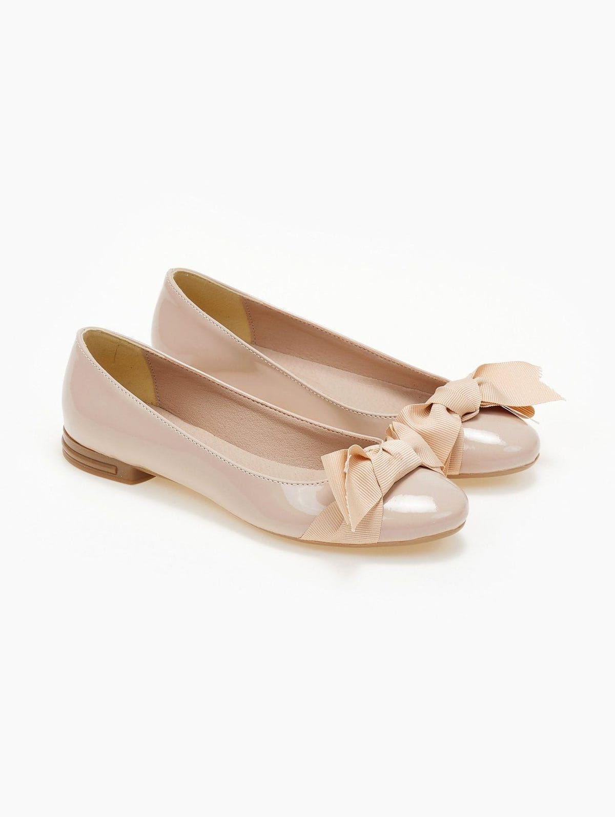 Μπαλαρίνες λουστρίνι με φιόγκο Estil - Nude - thefashionproject.gr - Estil