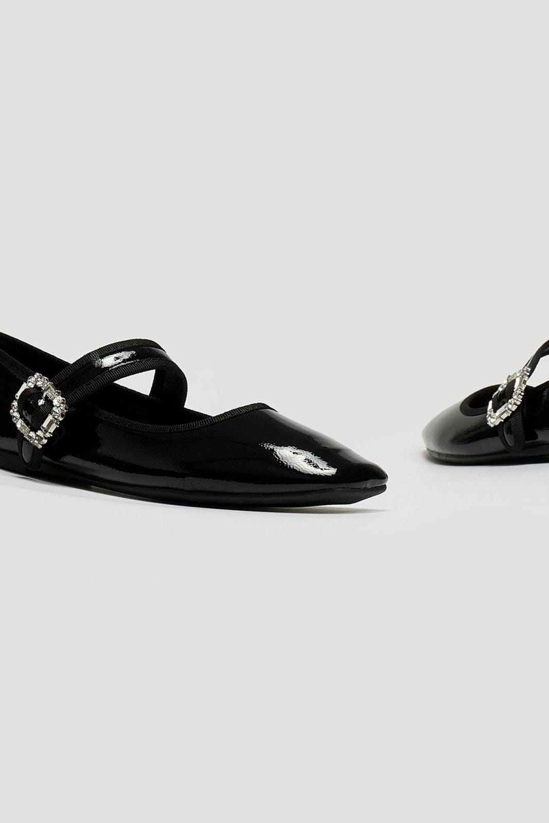 Μπαλαρίνες λουστρίνι με μπαρέτα ERYNN - Μαύρο - thefashionproject.gr - ERYNN