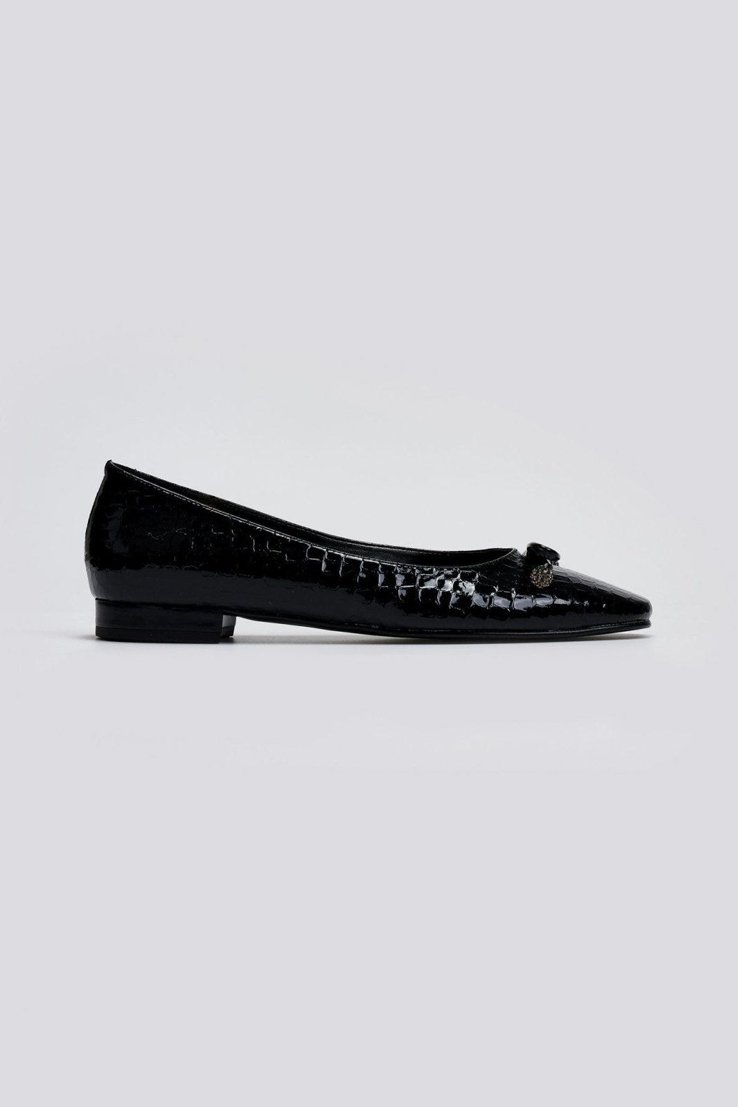 Μπαλαρίνες λουστρίνι με pattern TFP - Μαύρο - thefashionproject.gr - TFP