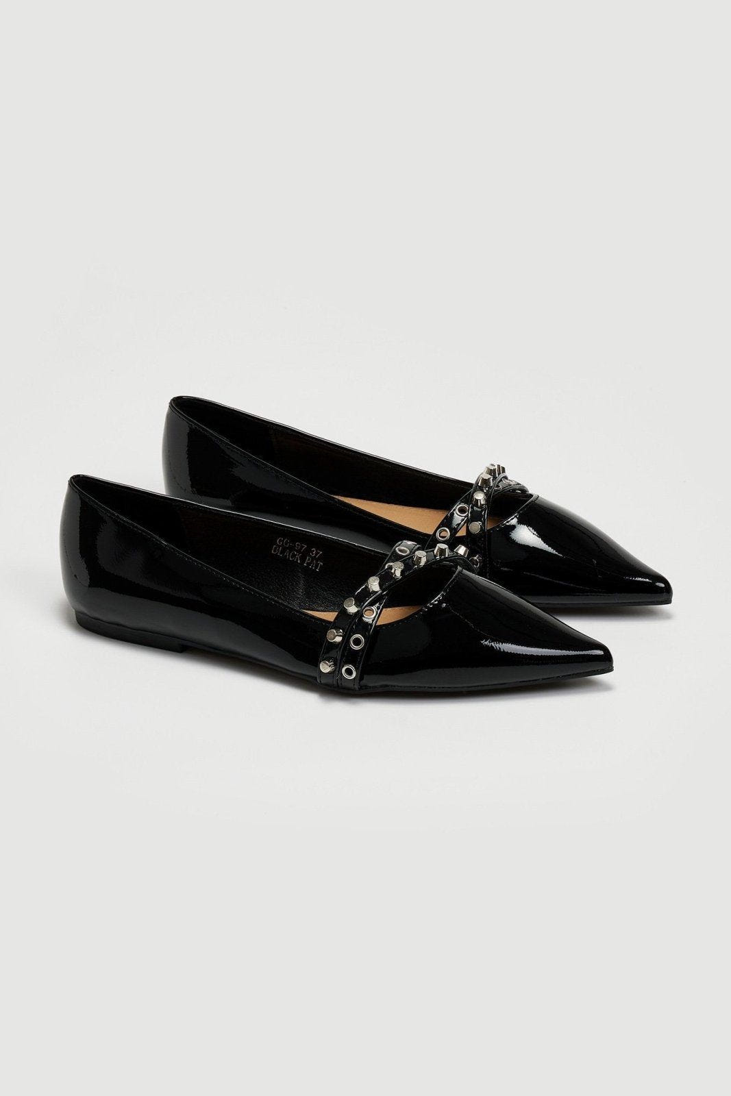 Μπαλαρίνες λουστρίνι μυτερές ERYNN - Μαύρο - thefashionproject.gr - ERYNN