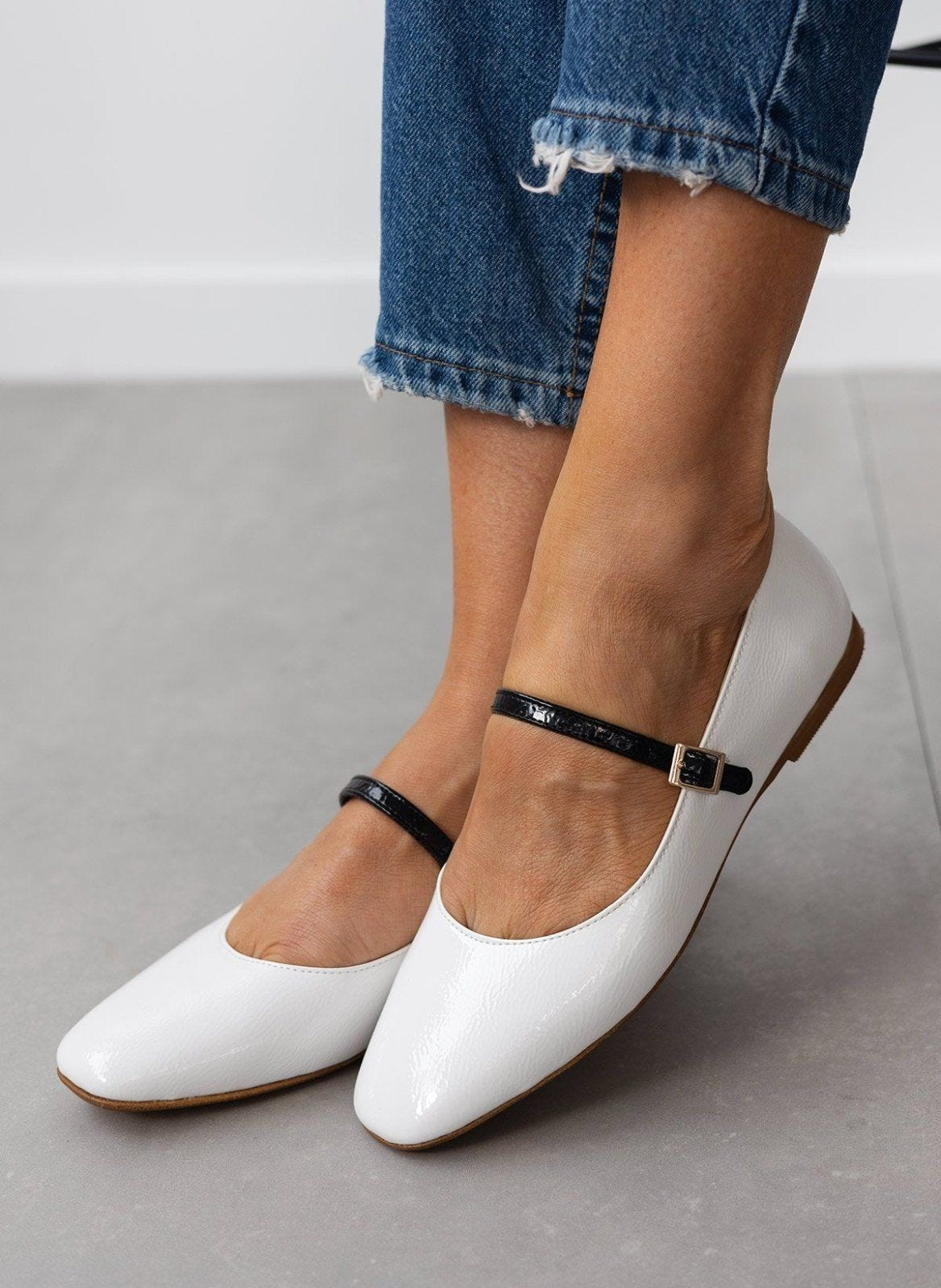 Μπαλαρίνες λουστρίνι TFP - Λευκό - thefashionproject.gr - TFP