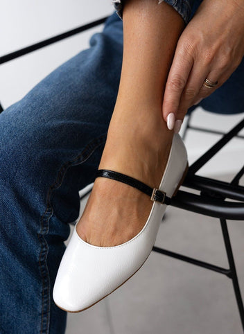 Μπαλαρίνες λουστρίνι TFP - Λευκό - thefashionproject.gr - TFP