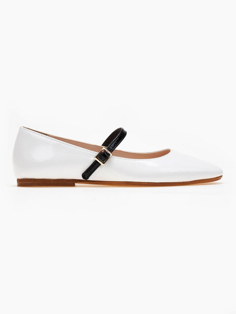Lackoptik Ballerinas – Weiß