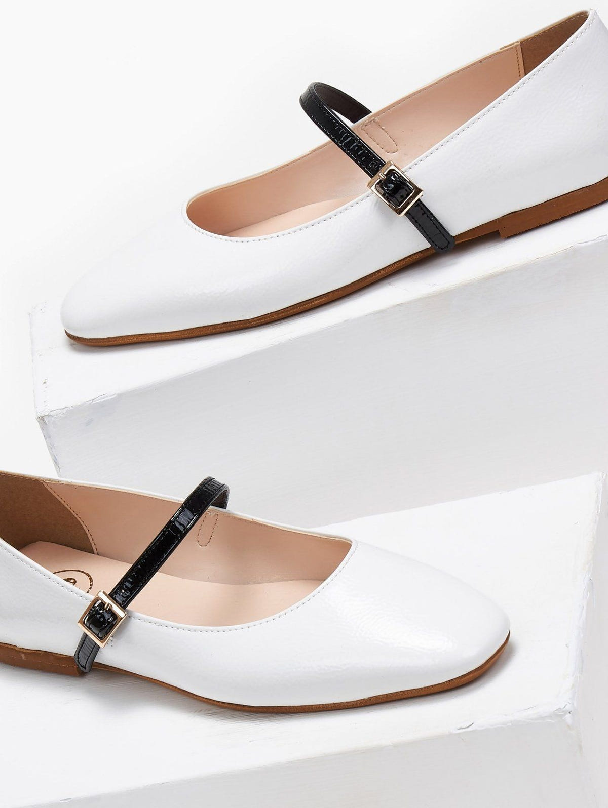 Μπαλαρίνες λουστρίνι TFP - Λευκό - thefashionproject.gr - TFP