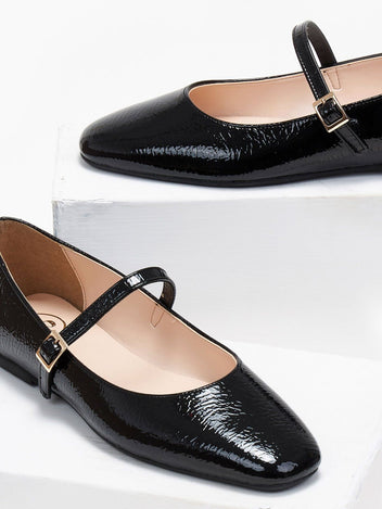 Μπαλαρίνες λουστρίνι TFP - Μαύρο - thefashionproject.gr - TFP