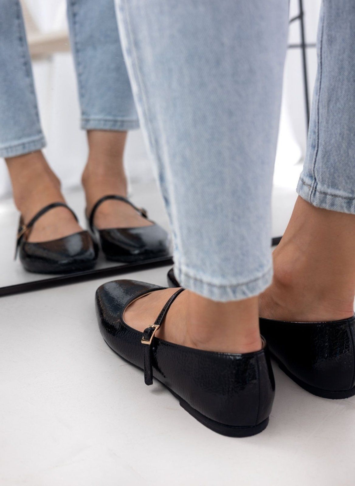Μπαλαρίνες λουστρίνι TFP - Μαύρο - thefashionproject.gr - TFP